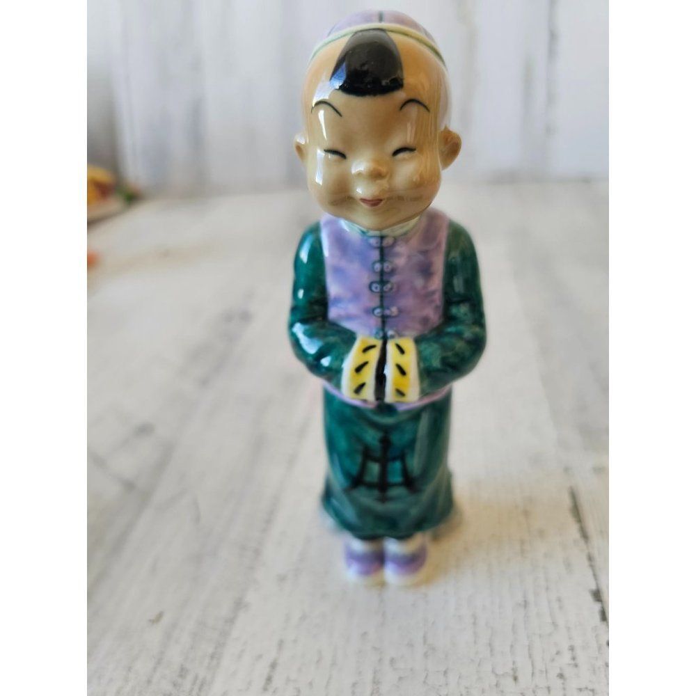 Gort wong li Green boy Chinese‎ Monk Buddha figurine vintage priolo statue